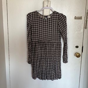 BP Black and White Plaid Long Sleeved Dress